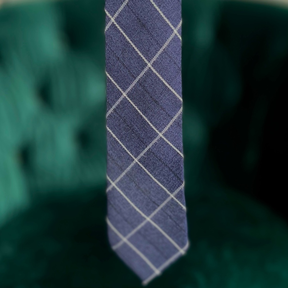 Navy Blue Plaid Tie